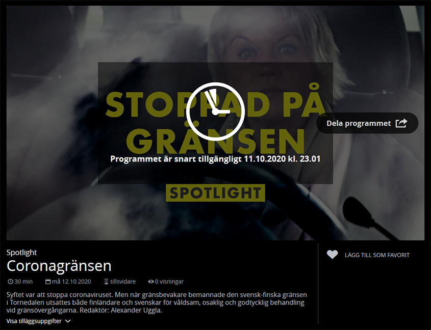 TV - program tips: Coronagränsen